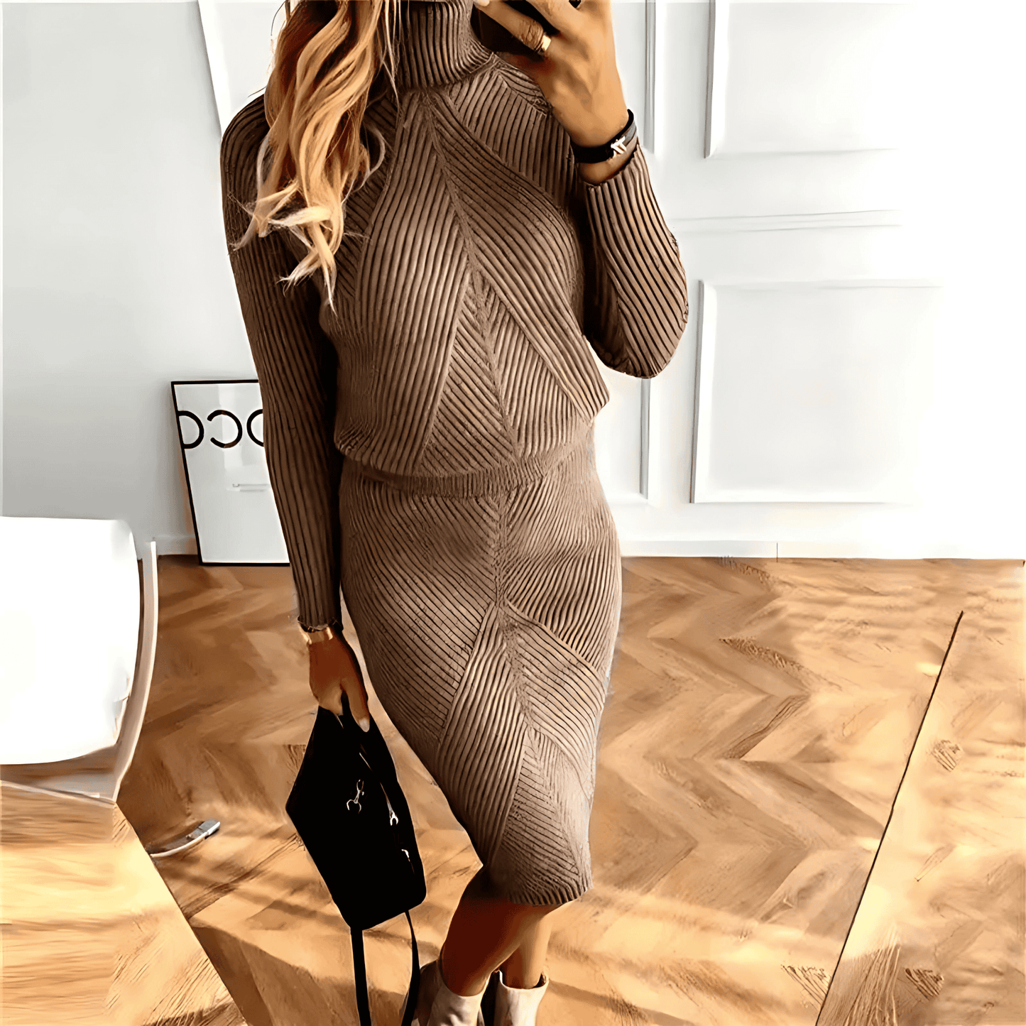 Donna - Set due pezzi slim - Maglia a coste