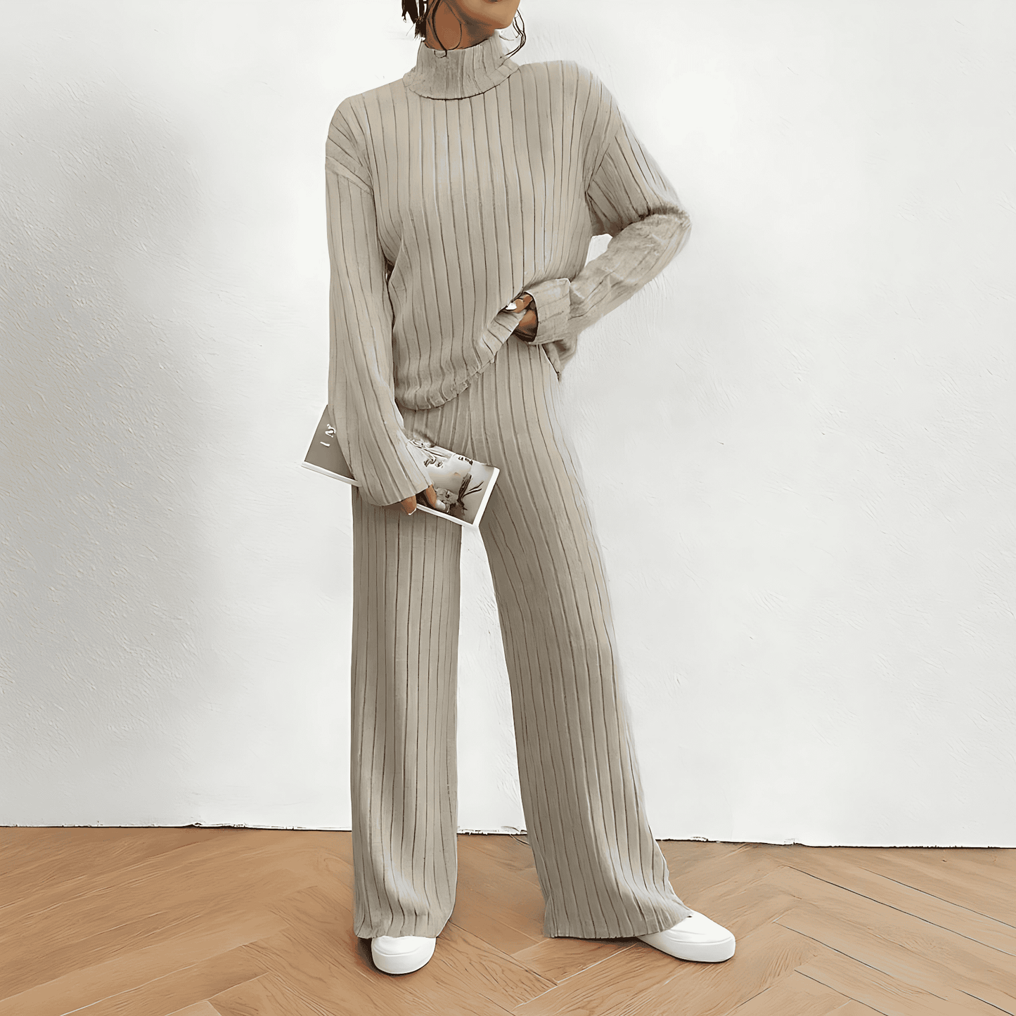 Donna' - Set due pezzi - Maglione a collo alto e pantaloni larghi