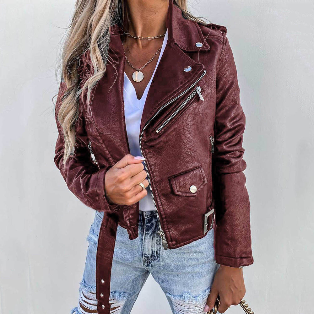 Donna - Giacca in ecopelle - Stile cintura con zip