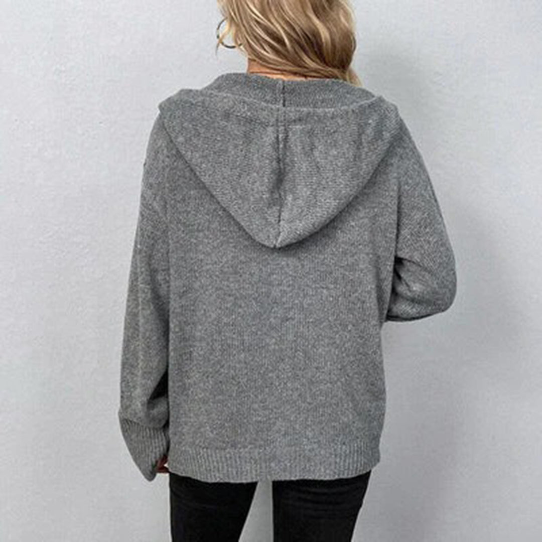 Donna - Cardigan in maglia con cappuccio - Accogliente ed elegante