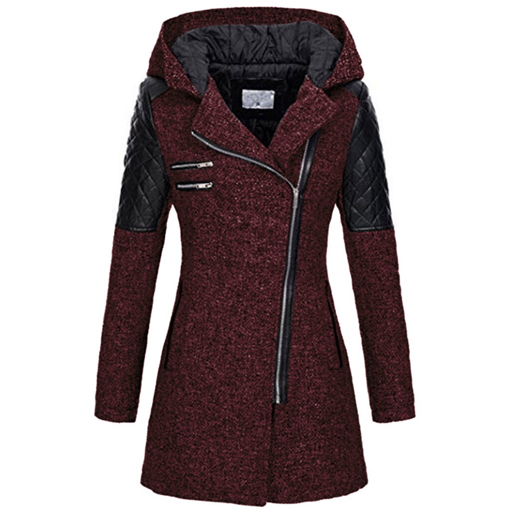 Donna - Cappotto asimmetrico con zip - Pannelli trapuntati