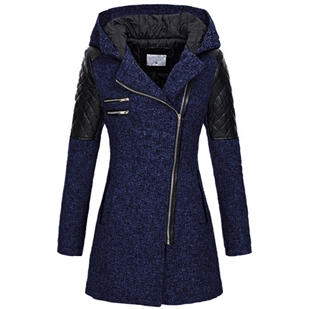 Donna - Cappotto asimmetrico con zip - Pannelli trapuntati