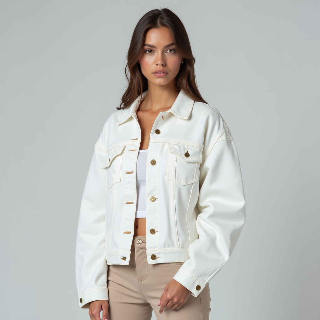 Giacca di jeans bianca da donna