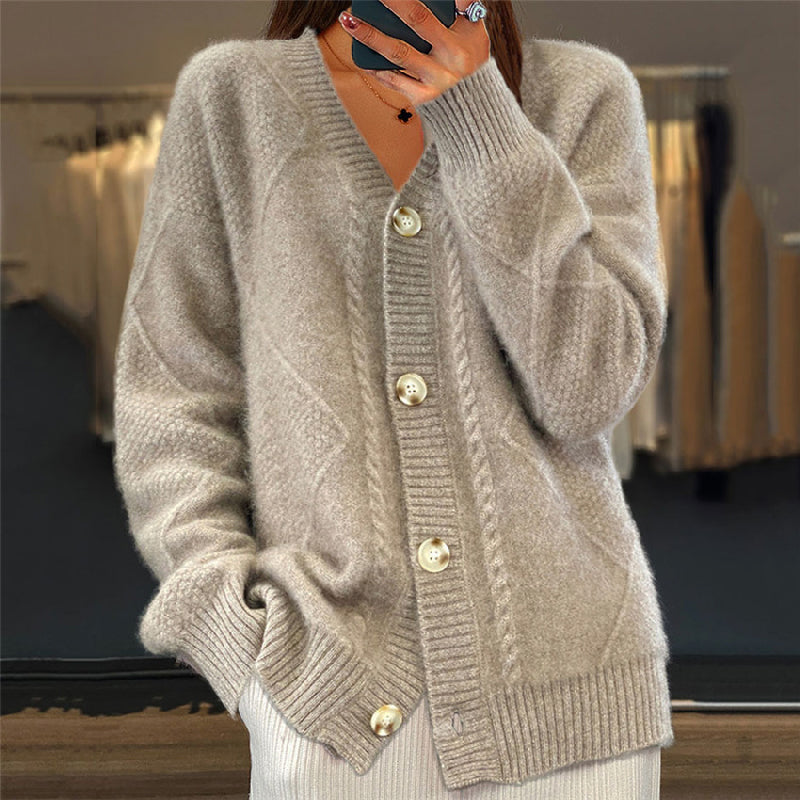 Donna - Cardigan a maniche lunghe lavorato a maglia - Bottoni frontali