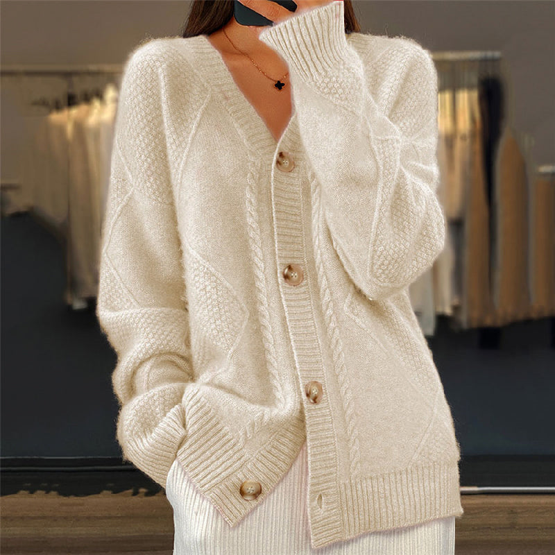 Donna - Cardigan a maniche lunghe lavorato a maglia - Bottoni frontali