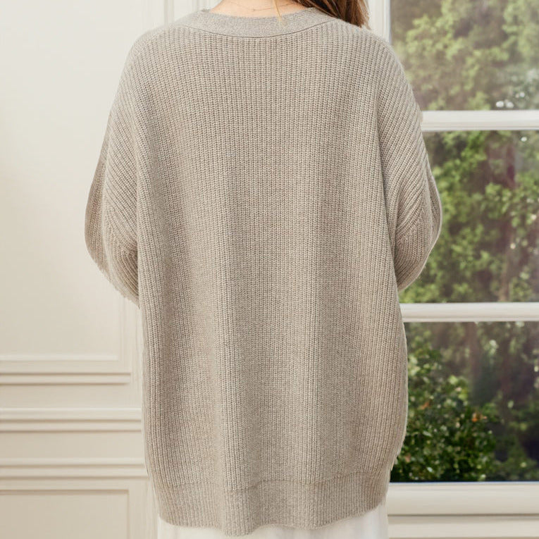 Donna - Accogliente cardigan oversize - Maglia a coste