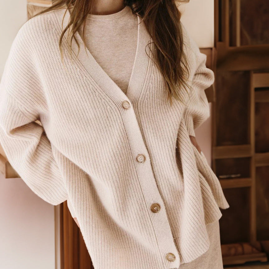 Donna - Accogliente cardigan oversize - Maglia a coste
