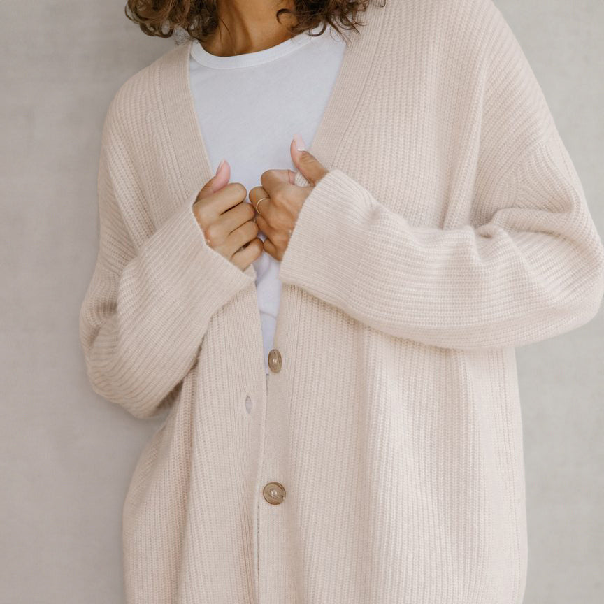 Donna - Accogliente cardigan oversize - Maglia a coste