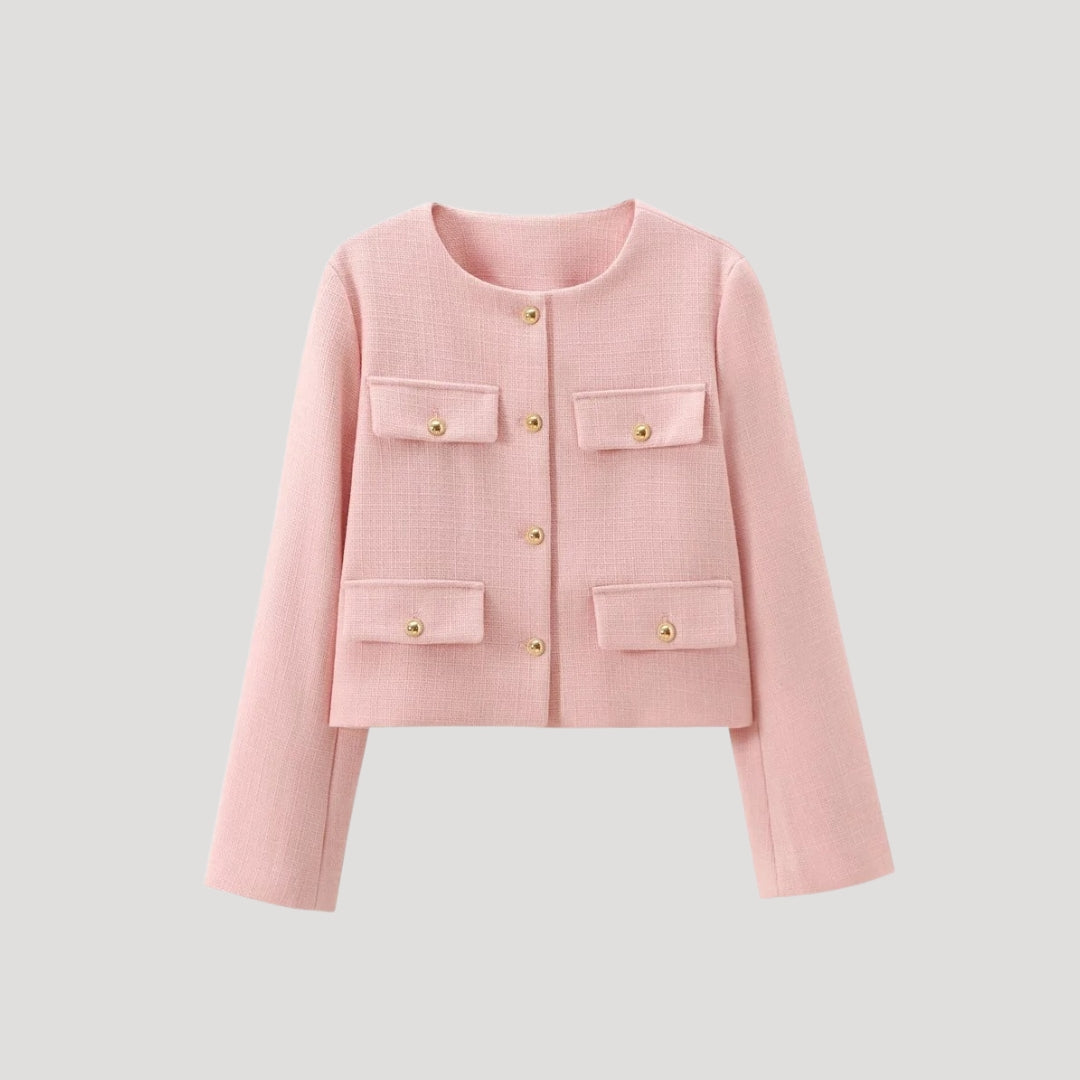 Donna - Cardigan ritagliato con tasche - Pulsante su
