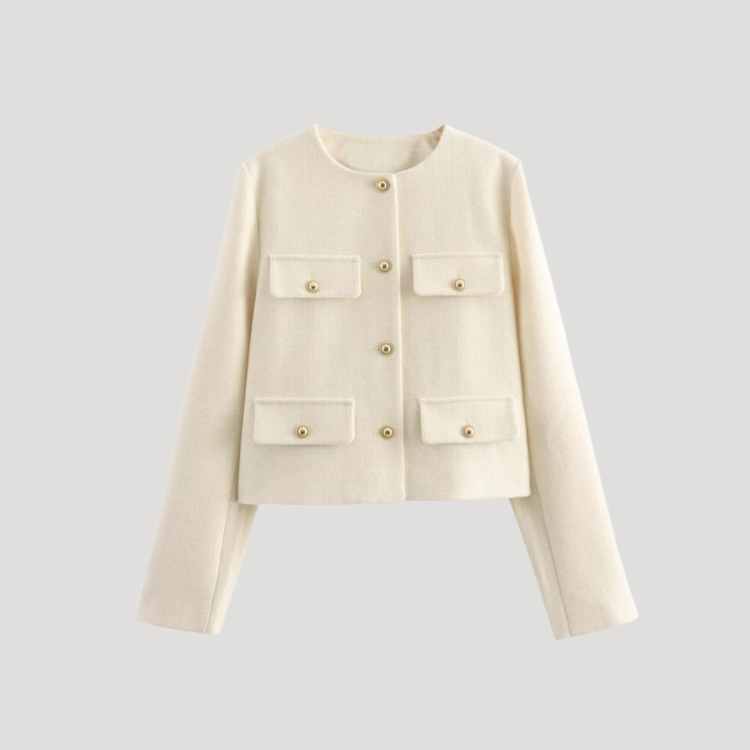 Donna - Cardigan ritagliato con tasche - Pulsante su