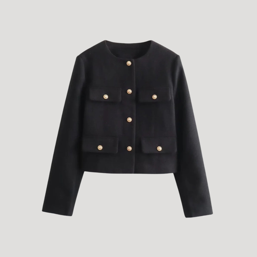 Donna - Cardigan ritagliato con tasche - Pulsante su