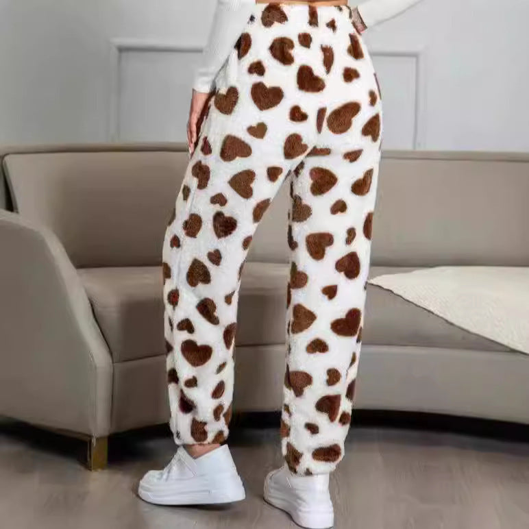 Donna - Pantaloni in pile con stampa accogliente