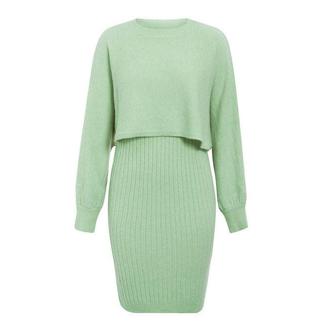 Donna - Vestito midi e top con maglione - Set in maglia