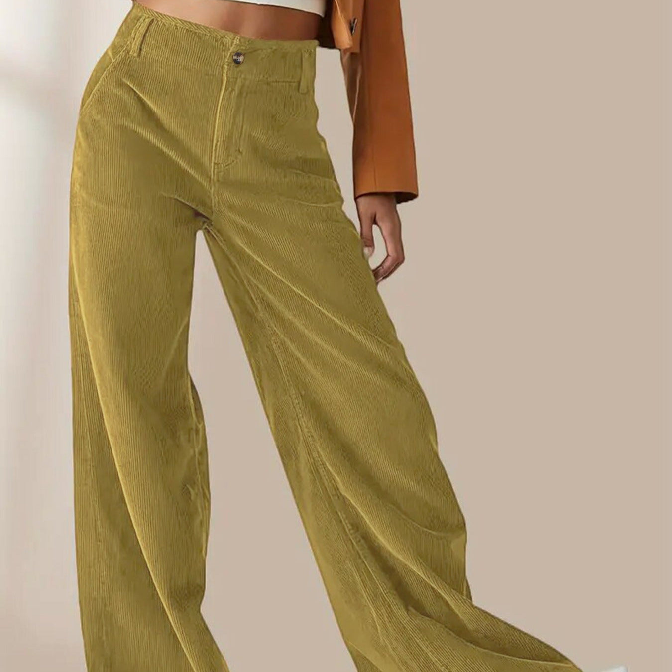 Donna - Pantaloni di velluto a coste a gamba larga - Stile casual