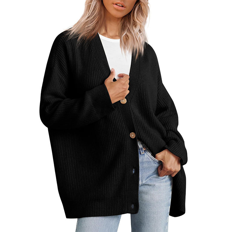 Donna - Cardigan in maglia a righe con bottoni - Vestibilità rilassata
