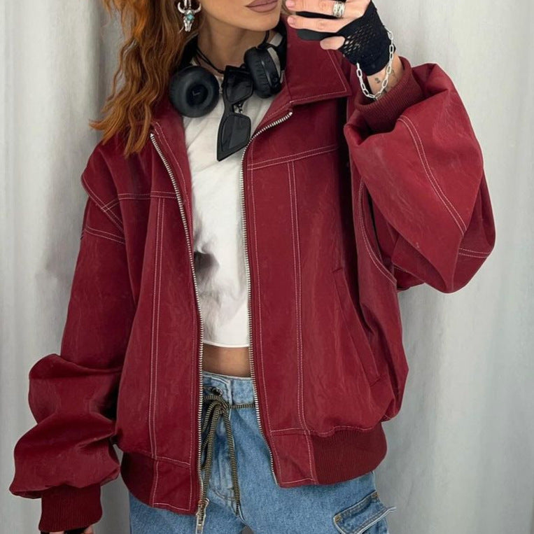 Donna - Giacca in ecopelle - Polsini elasticizzati