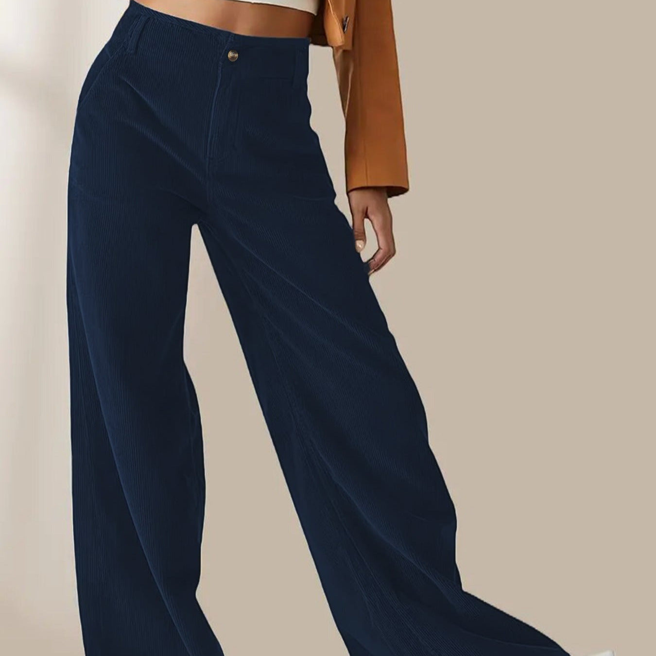 Donna - Pantaloni di velluto a coste a gamba larga - Stile casual