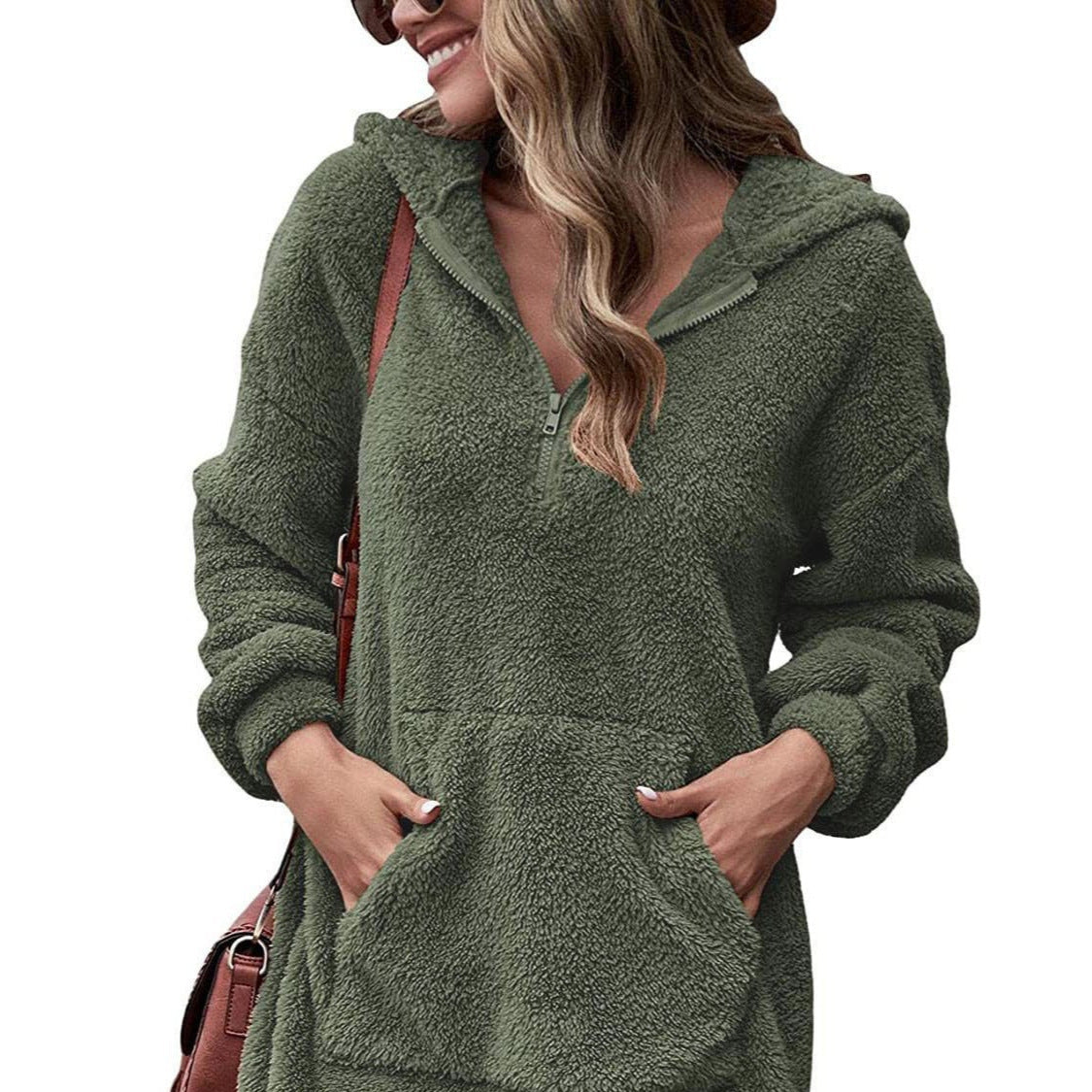 Donna - Vestito con cappuccio - Stile mezza zip