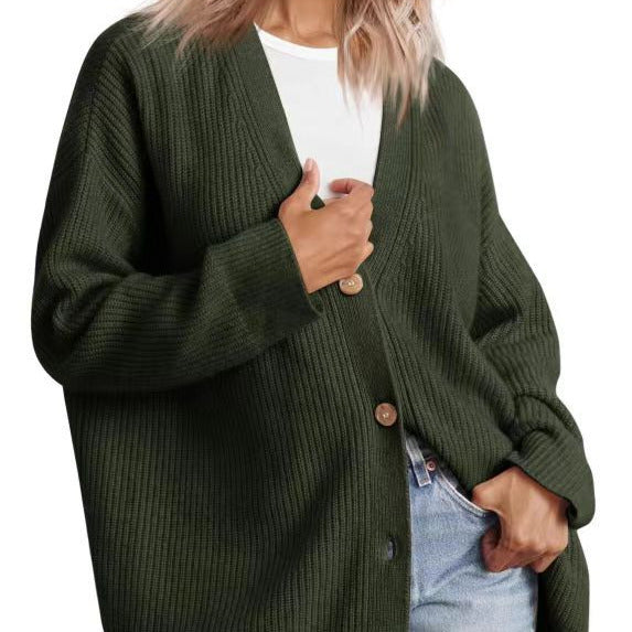 Donna - Cardigan in maglia a righe con bottoni - Vestibilità rilassata