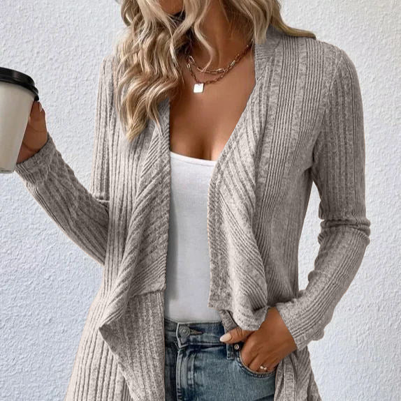 Donna - Cardigan casual e accogliente - Orlo asimmetrico