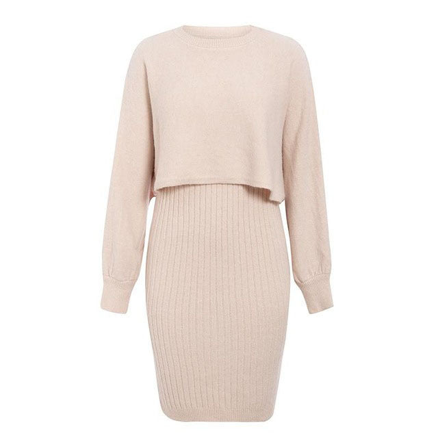 Donna - Vestito midi e top con maglione - Set in maglia