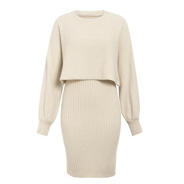 Donna - Vestito midi e top con maglione - Set in maglia