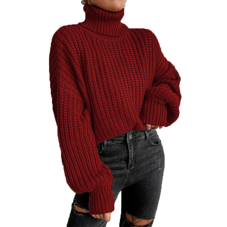 Donna - Maglia con collo alto e grosso - Stile casual