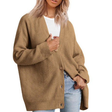 Donna - Cardigan in maglia a righe con bottoni - Vestibilità rilassata