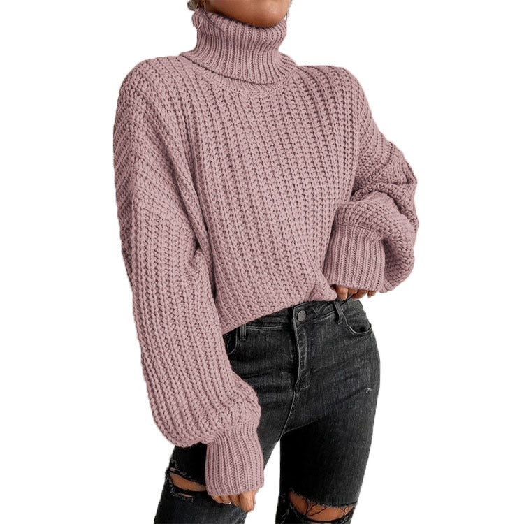 Donna - Maglia con collo alto e grosso - Stile casual