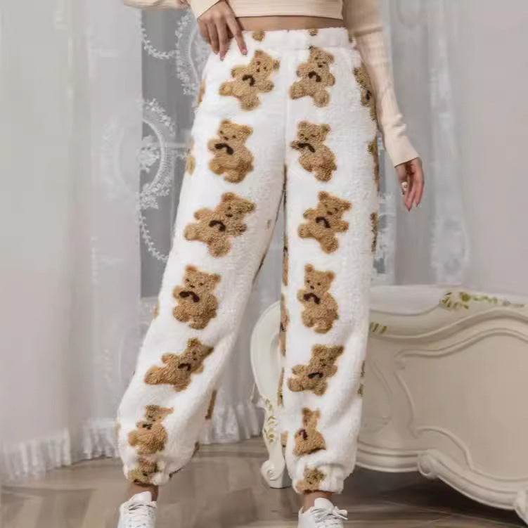 Donna - Pantaloni in pile con stampa accogliente