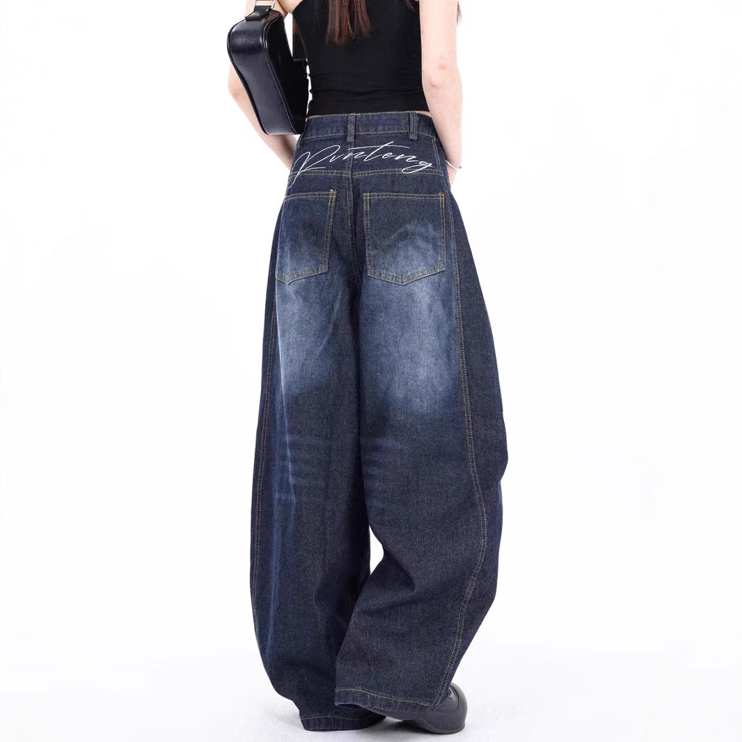 Donna - Pantaloni in denim a gamba larga - A vita alta