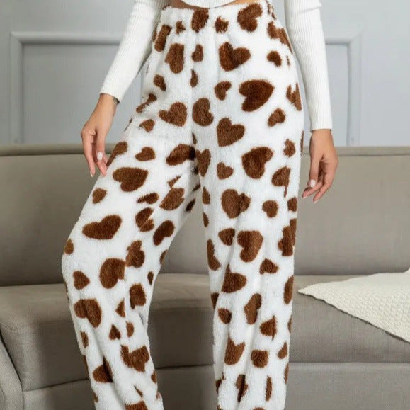Donna - Pantaloni in pile con stampa accogliente