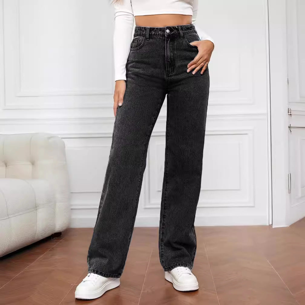 Donna - Jeans a vita alta a gamba dritta - Denim classico