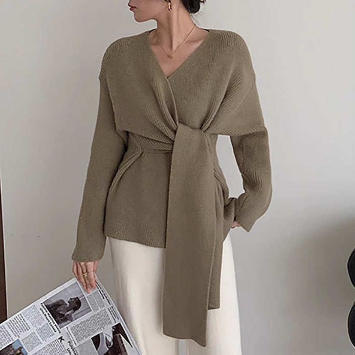 Donna - Maglia a portafoglio casual - Nastri di cravatta trendy