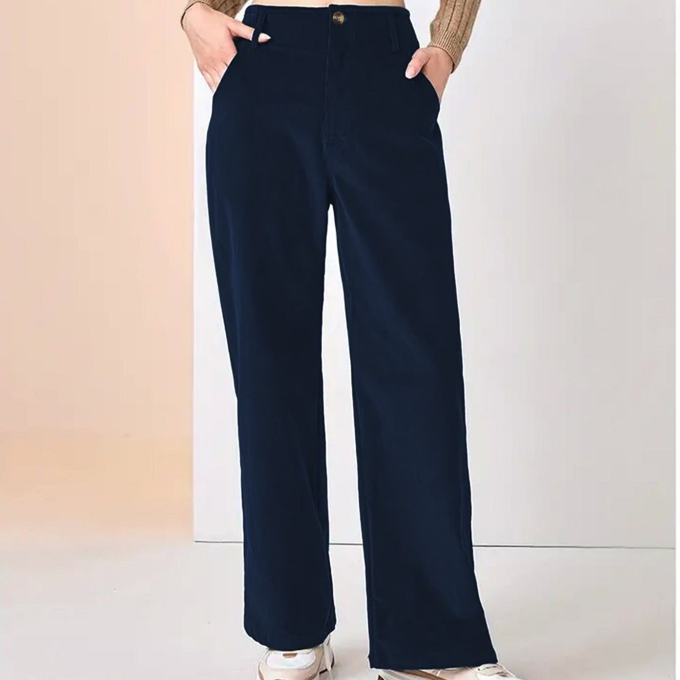 Donna - Pantaloni di velluto a coste a gamba larga - Stile casual