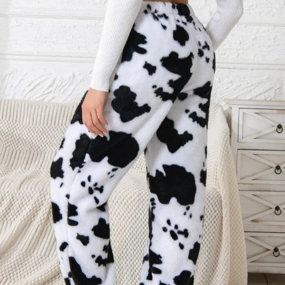 Donna - Pantaloni in pile con stampa accogliente