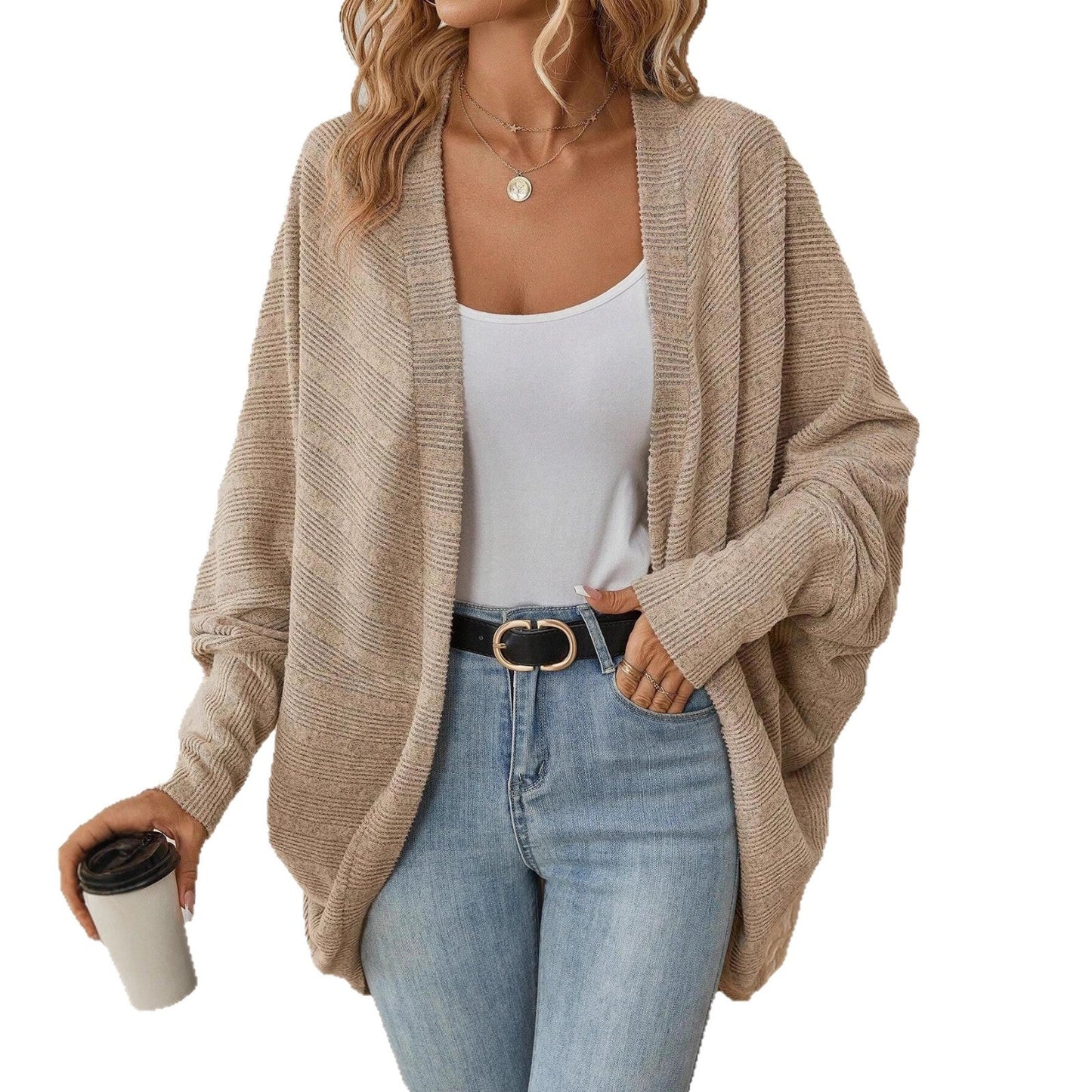 Donna - Cardigan fuori misura in maglia - Struttura morbida
