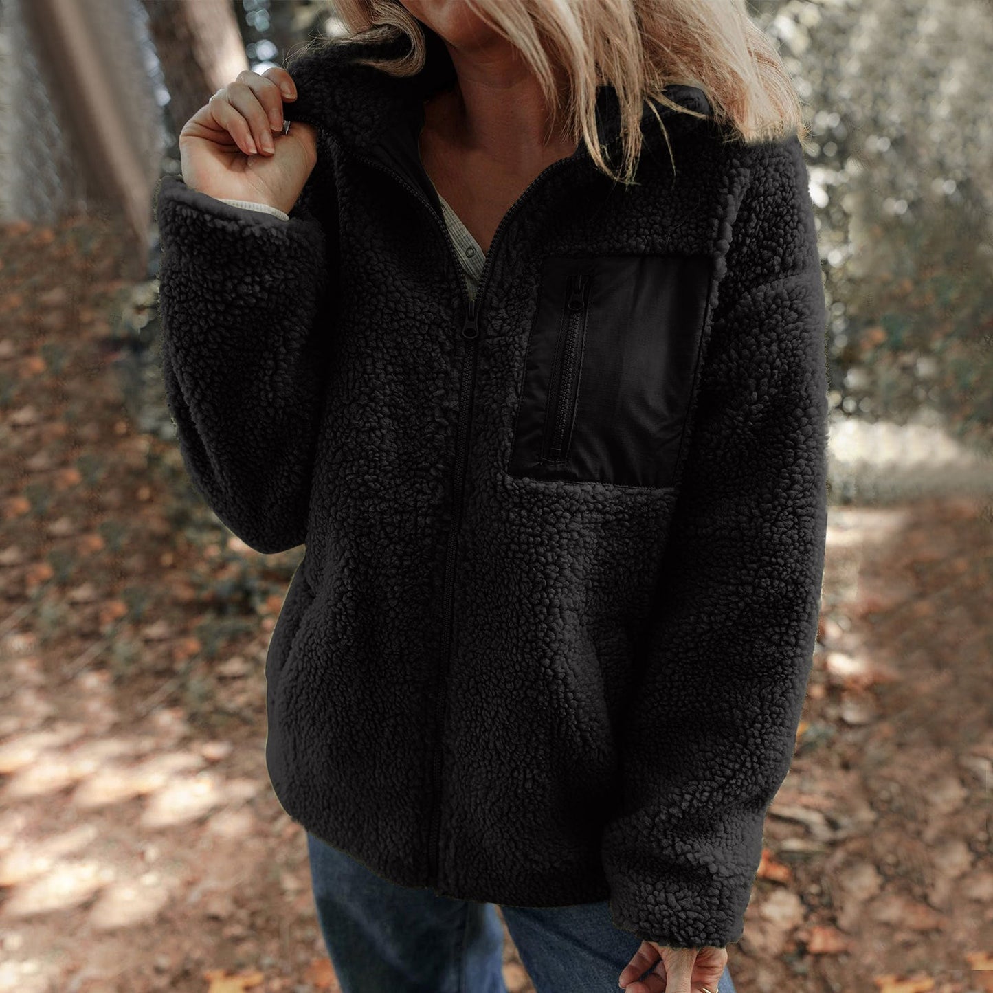 Donna - Giacca in pile - Stile collo alto