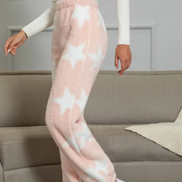 Donna - Pantaloni in pile con stampa accogliente