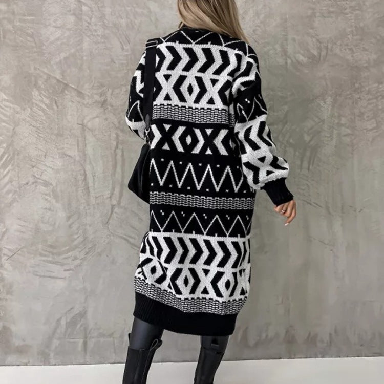 Donna - Cardigan a maglia grossa - Modello grafico
