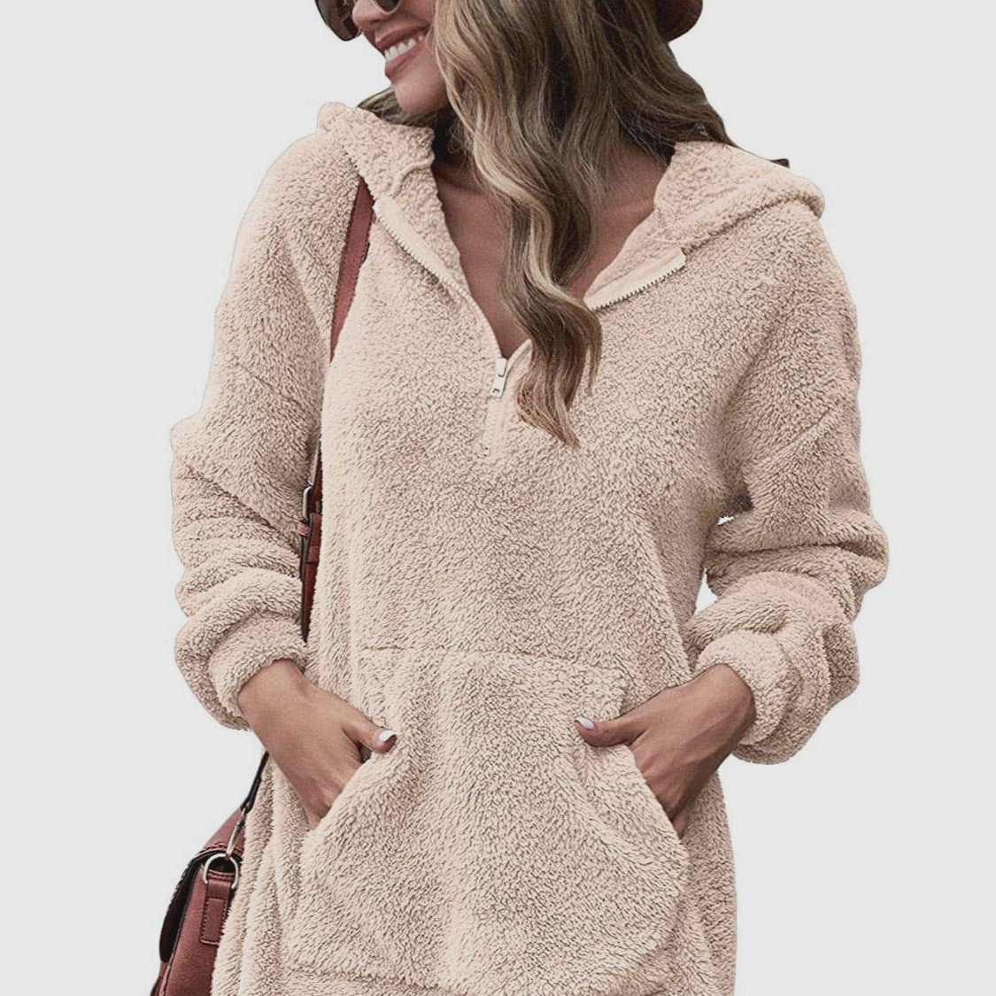 Donna - Vestito con cappuccio - Stile mezza zip
