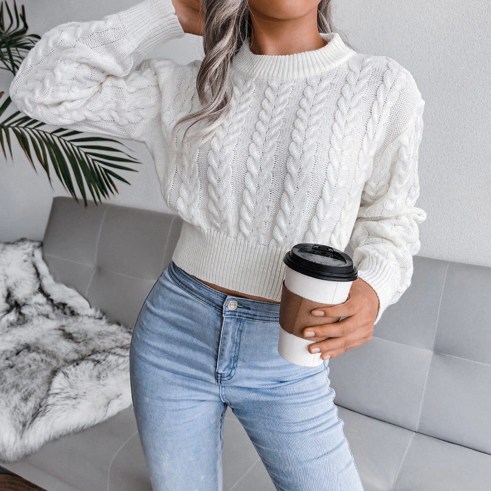 Donna - Moderno maglione in maglia con vita aderente