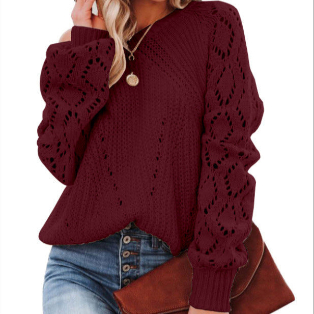 Donna - Maglia con motivo in pizzo - Maniche voluminose