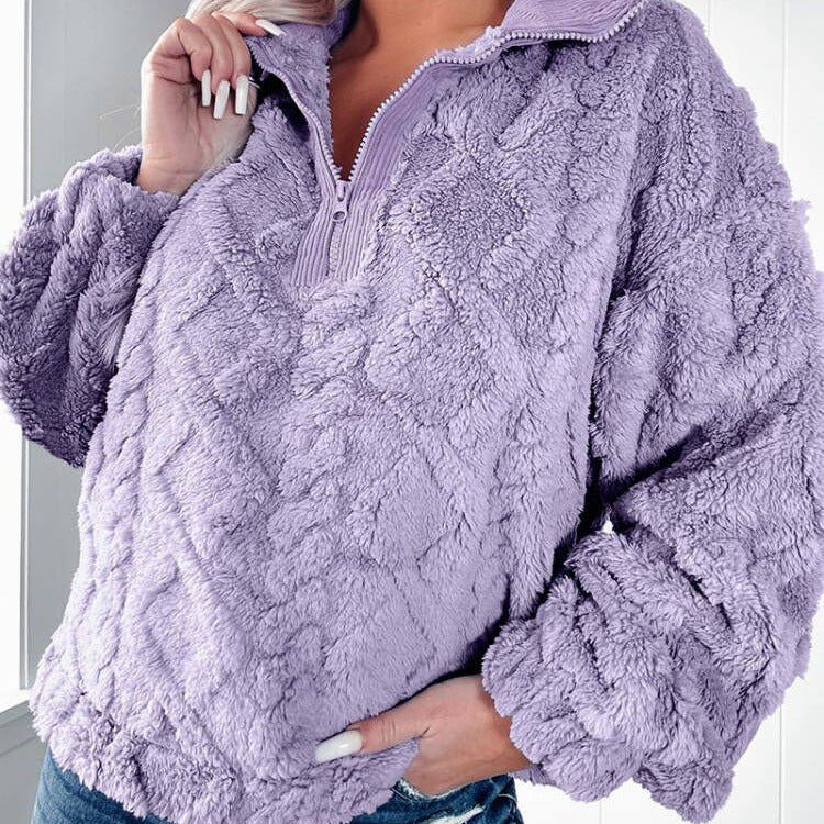 Donna - Maglia in pile a collo alto - mezza zip