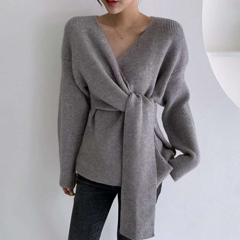 Donna - Maglia a portafoglio casual - Nastri di cravatta trendy