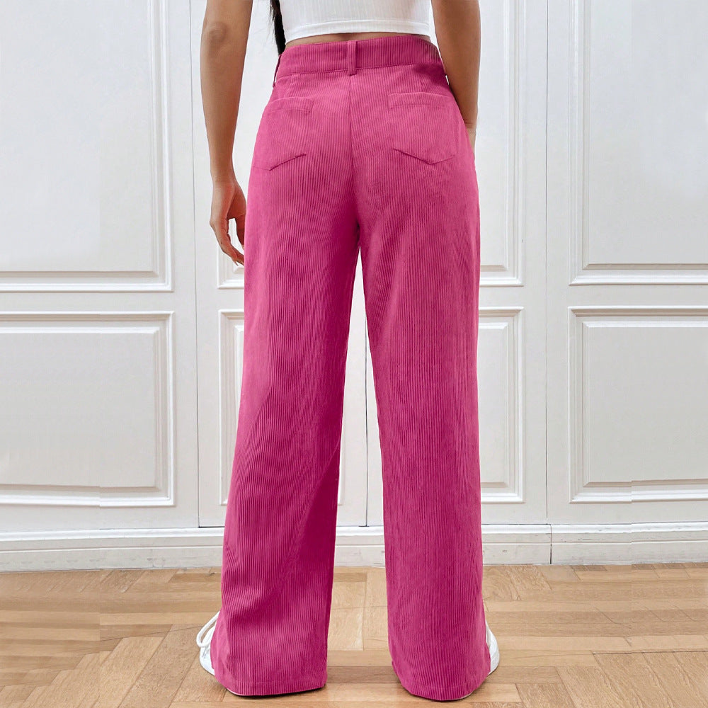 Donna - Pantaloni di velluto a coste a gamba larga di tendenza