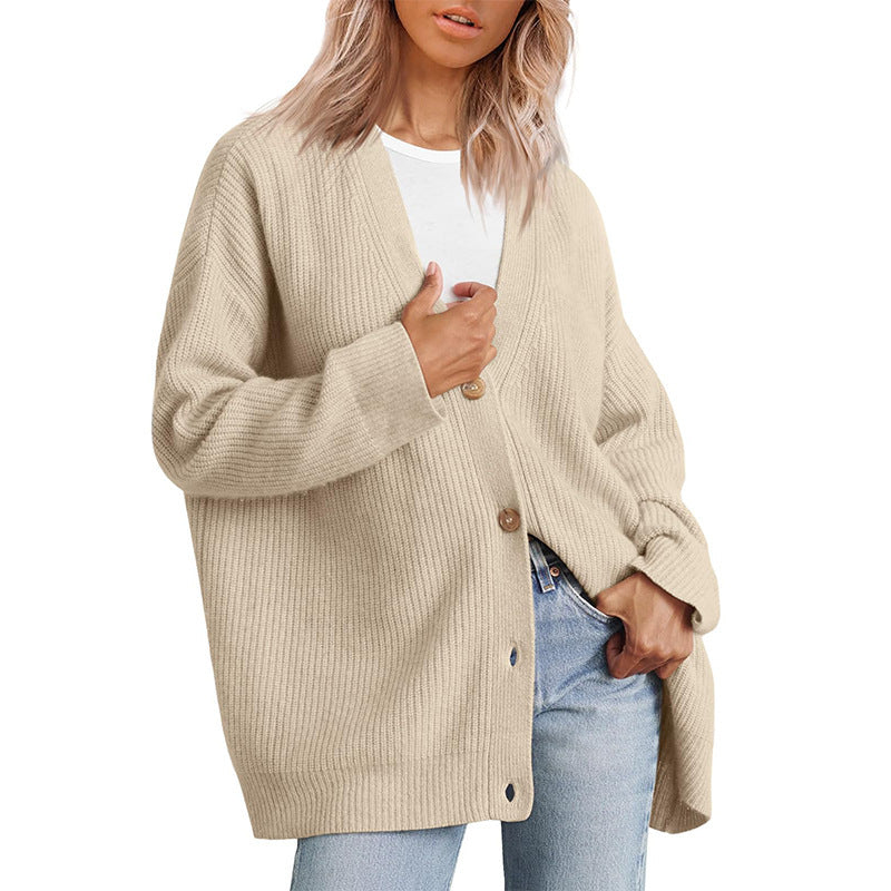 Donna - Cardigan in maglia a righe con bottoni - Vestibilità rilassata