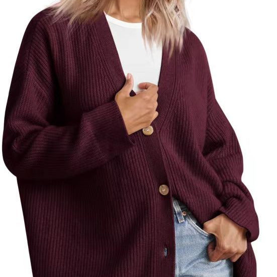Donna - Cardigan in maglia a righe con bottoni - Vestibilità rilassata