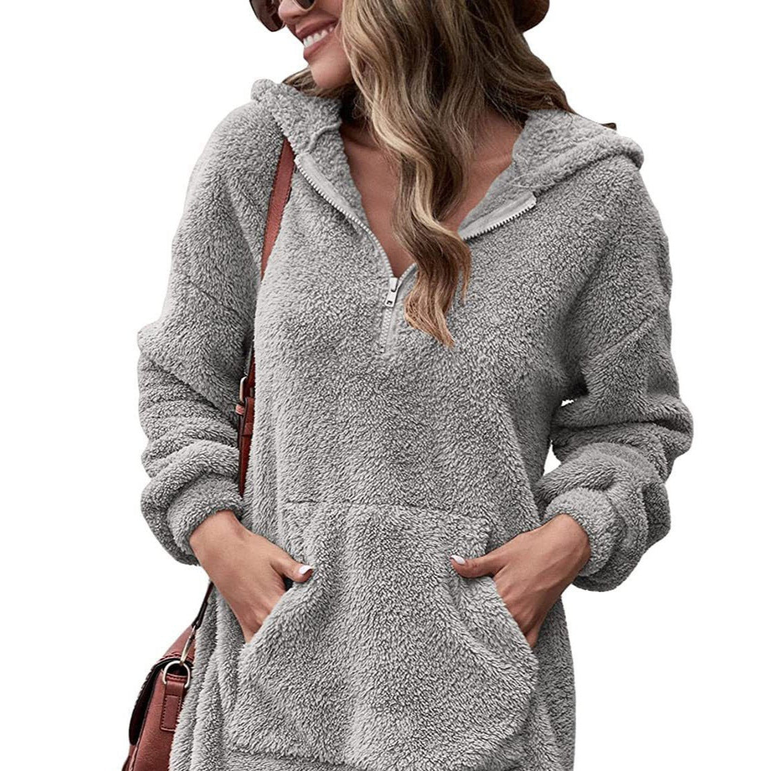 Donna - Vestito con cappuccio - Stile mezza zip