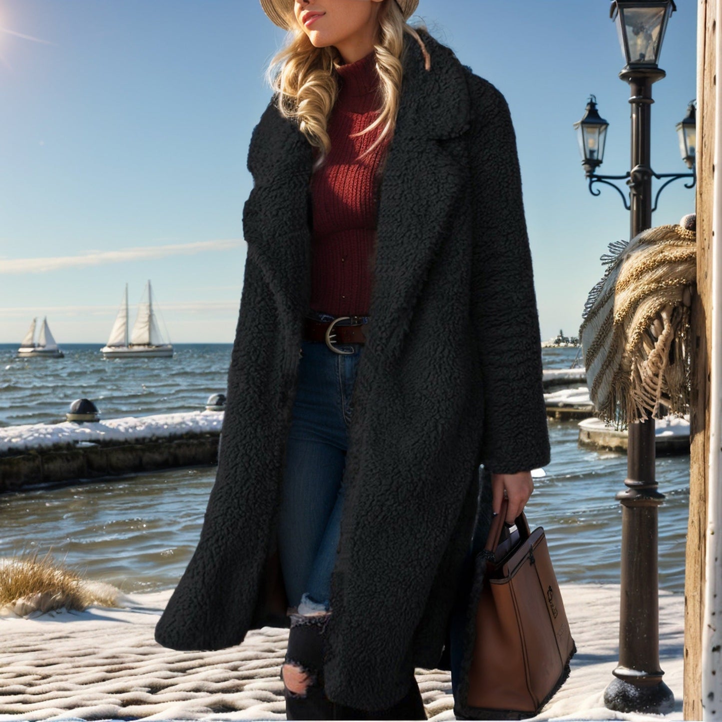 Donna - Cappottino oversize con collo foderato